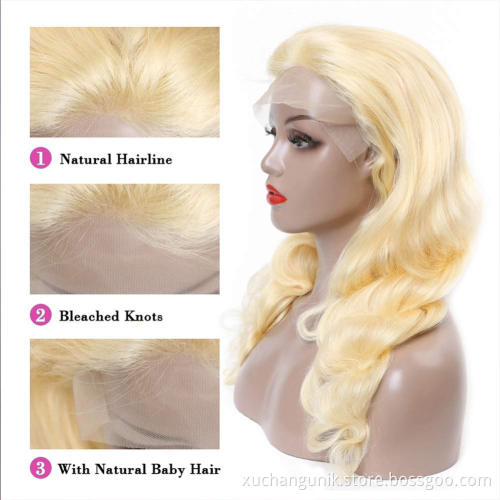 Uniky 13x4 180 density 40 30 inch virgin 613 peruvian deep wave wig human hair wig blonde full 613 deep wave lace frontal wig